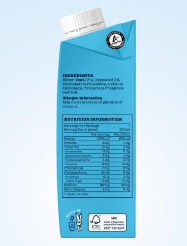 Oatbedient Oat Milk Barista Side 1 250ml (3)